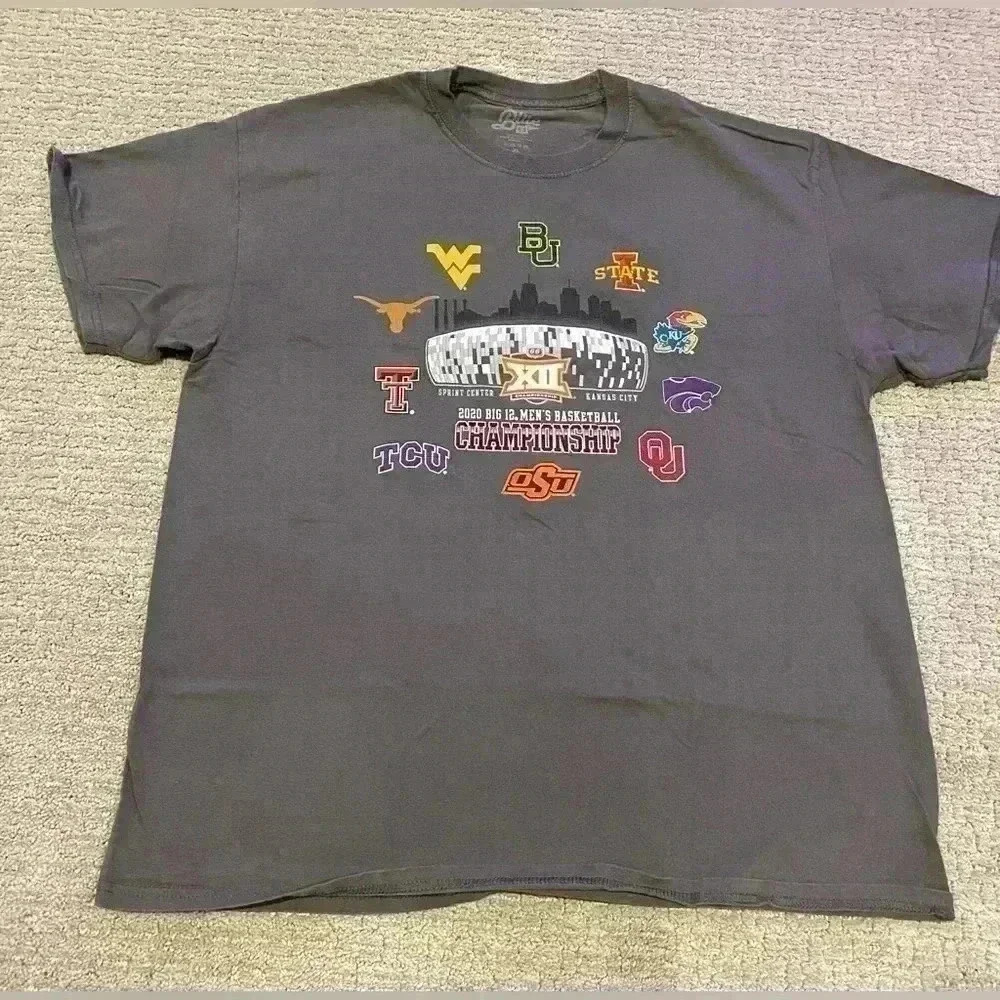 2020 Big 12 Menβs championship t shirtβ color Gray size XL